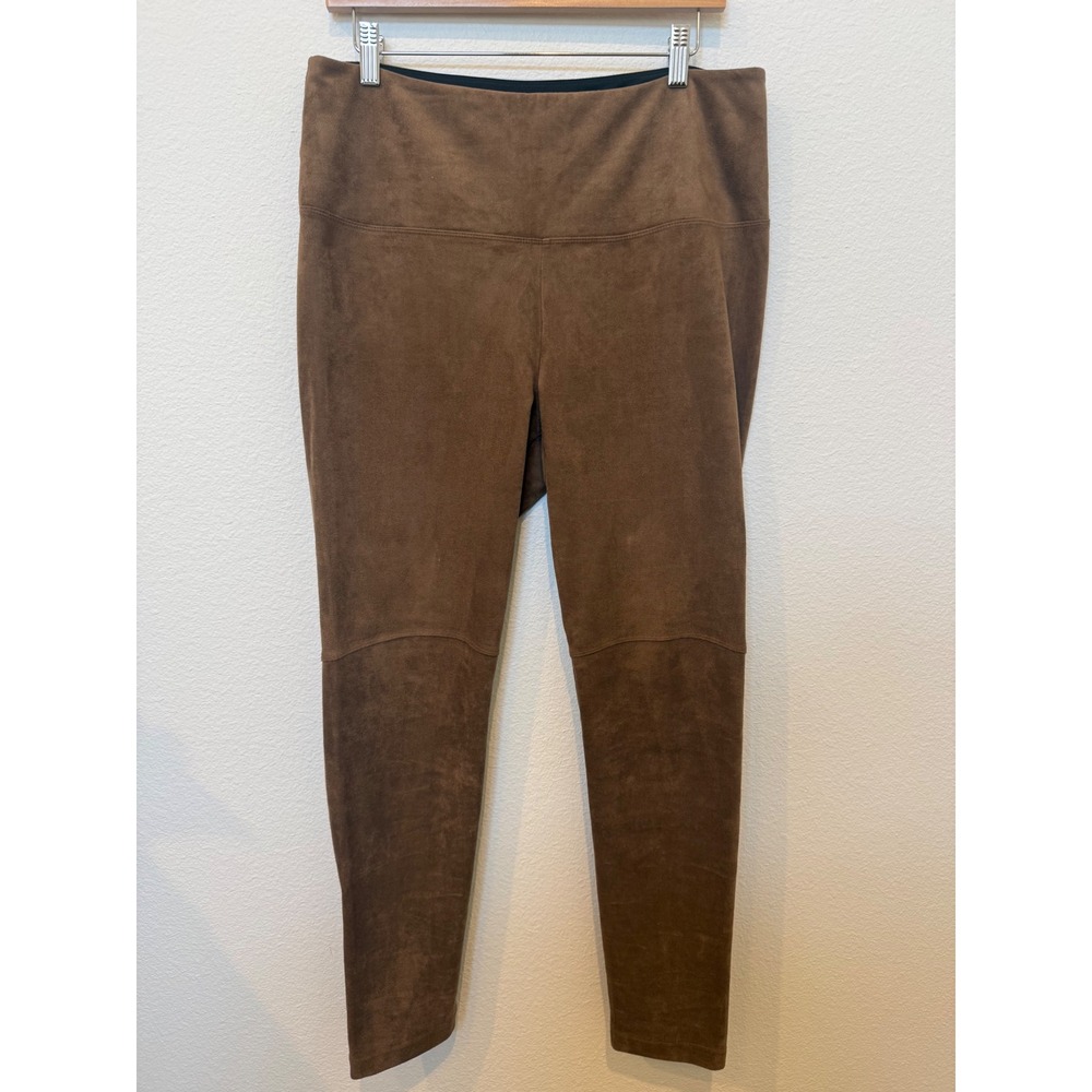 Lysse Brown Faux Suede High Waisted Leggings Skinny Pants XL Vegan Suede Tan